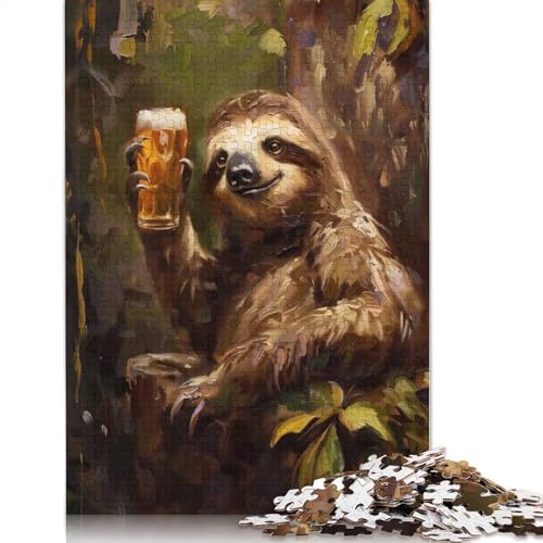 Biertrinkendes Faultier-Puzzle für Erwachsene, 1000-teiliges Puzzle für Teenager ab 12 Jahren, 1000 Teile (75 x 50 cm) von GQmoney