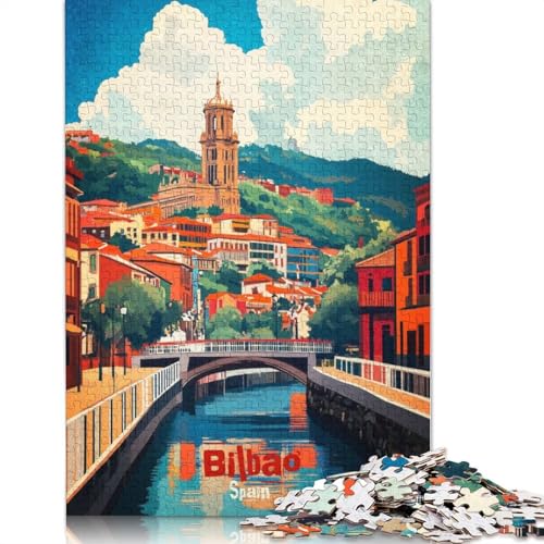 Bilbao Art Poster Puzzle für Erwachsene, Premium-Puzzle aus 100% recyceltem Brett, schwierige Puzzles für Kinder ab 12 Jahren, 520 Teile (52 x 38 cm) von GQmoney