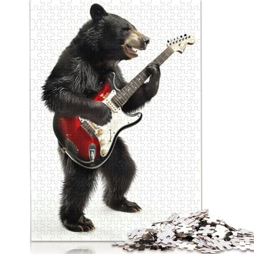 Black Bear Guitar 1000-teiliges Puzzle, Familienspaß für Erwachsene und herausforderndes Spiel, Spiele zum Stressabbau und einzigartige Geschenke, 1000 Teile (38 x 26 cm) von GQmoney