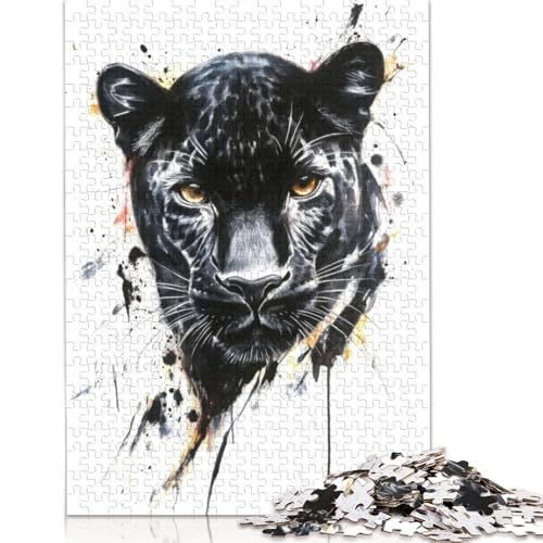 Black Panther Aquarell-Puzzles für Erwachsene und Kinder. Unmögliches Herausforderungsspielzeug, Lernspiele, Heimdekoration, Geschenke, 1000 Teile (75 x 50 cm) von GQmoney