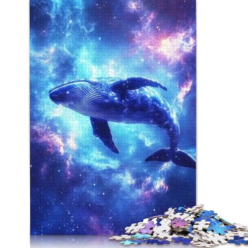 Blauwal im Weltraum-Puzzle, 520 Teile, für Teenager, Geschenke, Holzpuzzle für Erwachsene und Teenager ab 12 Jahren, 520 Teile (52 x 38 cm) von GQmoney