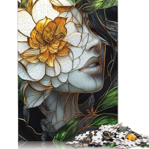 Blumenfrau-Buntglas-Puzzle, 1500 Teile, Holzpuzzle für Erwachsene und Jugendliche, für Erwachsene und Jugendliche ab 12 Jahren, 1500 Teile (85 x 57 cm) von GQmoney