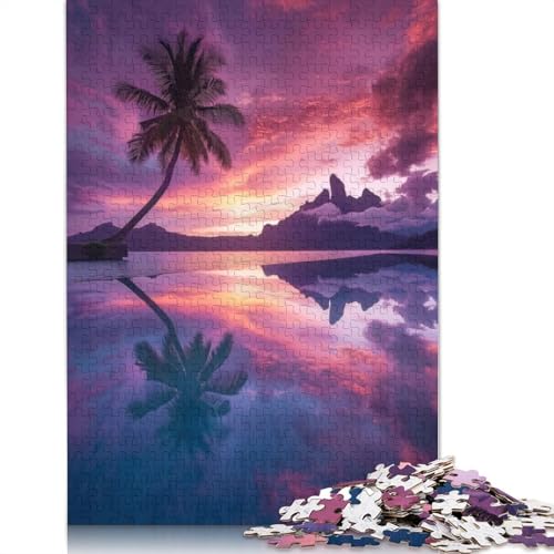 Bora Bora Sunset Puzzle für Erwachsene, Premium-Puzzle aus 100% recyceltem Brett, schwierige Puzzles für Kinder ab 12 Jahren, 1000 Teile (75 x 50 cm) von GQmoney