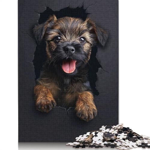 Border Terrier 1000-teiliges Puzzle für Erwachsene und ab 18 Jahren – Familienaktivitäts-Puzzle, Lernspiele, schwierig und herausfordernd (75 x 50 cm) von GQmoney