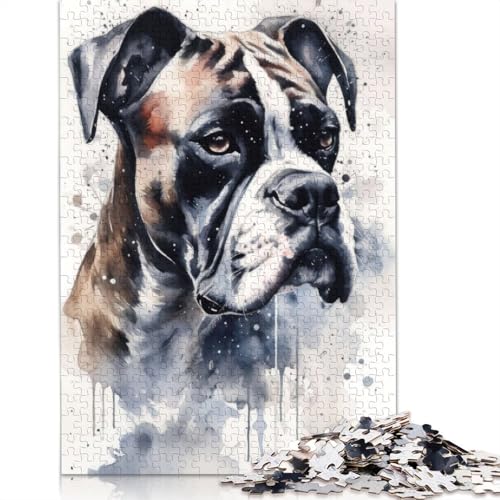 Boxer Dog Inked Elegance Puzzles für Erwachsene und Kinder. Unmögliches Herausforderungsspielzeug, Lernspiele, Heimdekoration, Geschenke, 520 Teile (52 x 38 cm) von GQmoney