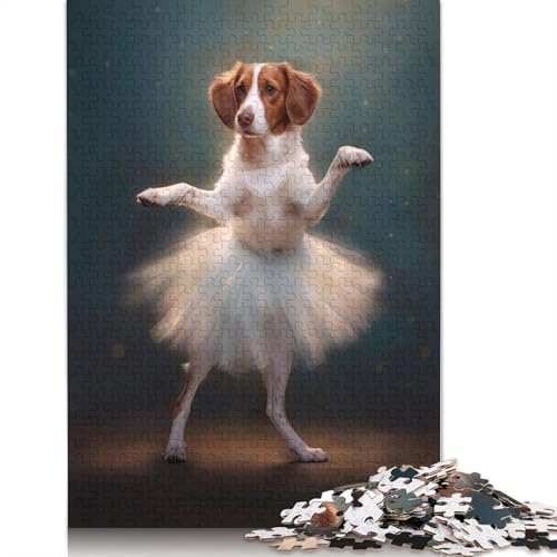 Brittany Spaniel T-Rex Dinosaurier 1000-teiliges Puzzle für Erwachsene | | Familienspaß-Puzzles für Erwachsene, Geschenke, Denkspiele, 1000 Teile (38 x 26 cm) von GQmoney