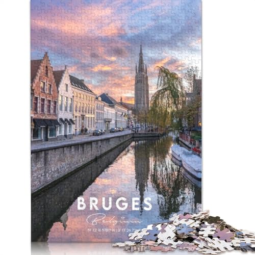 Brügge in Koordinaten Puzzle für Erwachsene, herausforderndes und kniffliges Puzzle für Frauen und Männer, 1000 Teile (75 x 50 cm) von GQmoney