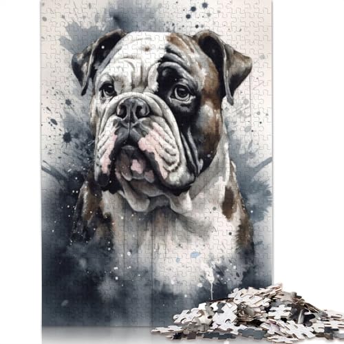 Bulldog Beauty Aquarell-Puzzle für Erwachsene und Kinder. Unmögliches Herausforderungsspielzeug, Lernspiele, Heimdekoration, ab 14 Jahren, 1000 Teile (75 x 50 cm) von GQmoney