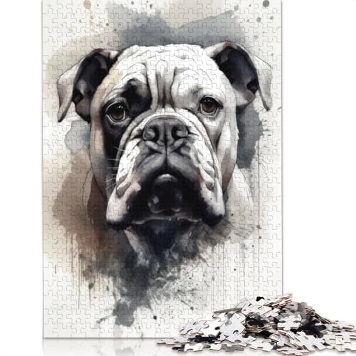 Bulldog Beauty Black Ink Puzzle für Erwachsene und Kinder. Skurrile Herausforderung, Spielzeug, Lernspiele, Heimdekoration, ab 14 Jahren, 1000 Teile (75 x 50 cm) von GQmoney