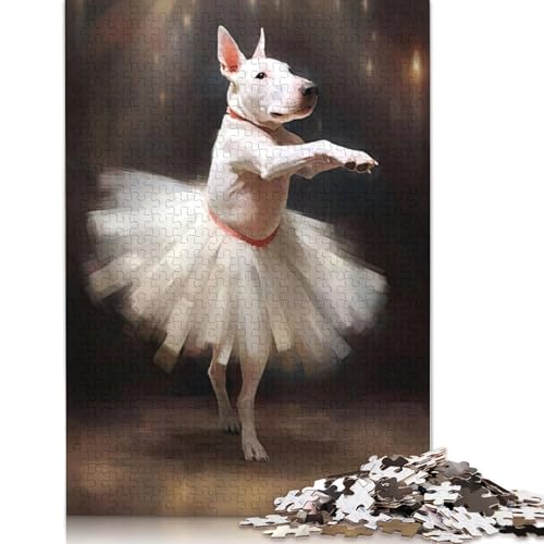 Bullterrier-Hund-Ballerina-Puzzle für Erwachsene und Kinder. Unmögliches Herausforderungsspielzeug, Lernspiel, Heimdekoration, Geschenke, 520 Teile (52 x 38 cm) von GQmoney