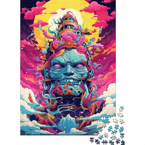 Buntes, künstlerisches Buddha-Statuen-Puzzle, einzigartige Heimdekoration, Premium-Karton-Puzzle für Erwachsene, einzigartiges, 1000 Teile (75 x 50 cm) von GQmoney