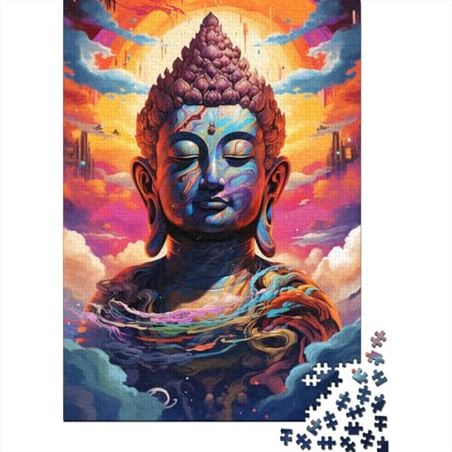 Buntes, künstlerisches Buddha-Statuen-Puzzle, freundliche Materialien, 100% recycelter Karton, Puzzle für Erwachsene und Kinder, 1000 Teile (75 x 50 cm) von GQmoney