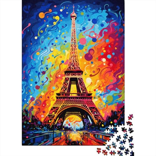 Buntes, künstlerisches Eiffelturm-Puzzle, hochwertiges, 100% recyceltes Papppapier, rechteckiges Puzzle für Jungen oder Mädchen, 1000 Teile (38 x 26 cm) von GQmoney