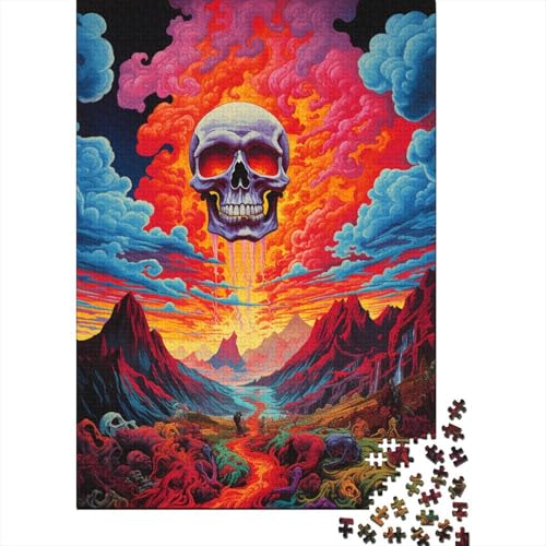 Buntes, künstlerisches Totenkopf-Puzzle, herausfordernd und knifflig, Premium-Karton-Puzzle für Erwachsene, 1000 Teile (75 x 50 cm) von GQmoney
