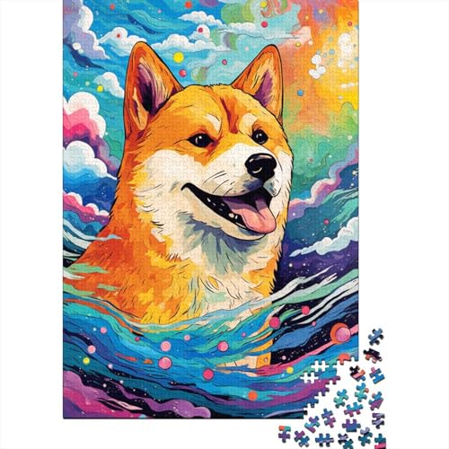 Buntes Corgi-Puzzle, anspruchsvolle Familienspiele, 100% recycelter Karton, Puzzle für Erwachsene und Kinder, Geburtstagsgeschenk, 1000 Teile (75 x 50 cm) von GQmoney