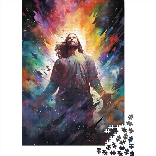 Buntes Kunst-Jesus-Puzzle, rechteckig, aus Pappe, 100% recyceltem Karton, Puzzle für Erwachsene, 1000 Teile (38 x 26 cm) von GQmoney