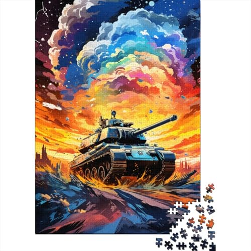 Buntes Kunst-Panzer-Puzzle, Dekompressionsspielzeug, 100% recycelter Karton, Puzzle für Erwachsene, 1000 Teile (38 x 26 cm) von GQmoney