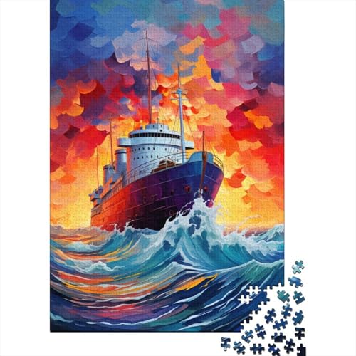 Buntes Kunst-Schiffs-Puzzle, 100% recycelter Karton, 100% recycelter Karton, Puzzle für Jungen oder Mädchen, 1000 Teile (38 x 26 cm) von GQmoney