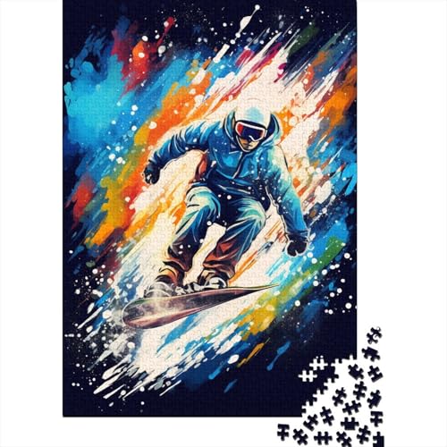 Buntes Kunst-Ski-Puzzle, herausfordernd und knifflig, Premium-Karton-Puzzle für Erwachsene, 1000 Teile (75 x 50 cm) von GQmoney
