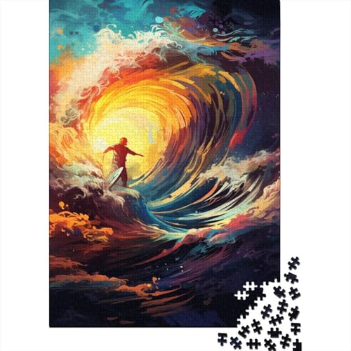 Buntes Kunst-Surf-Puzzle, Dekompressionsspielzeug, 100% recycelter Karton, Puzzle für Erwachsene, 1000 Teile (38 x 26 cm) von GQmoney