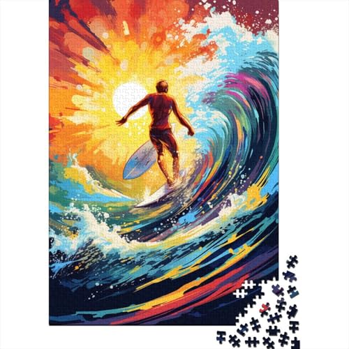 Buntes Kunst-Surf-Puzzle, Dekompressionsspielzeug, 100% recycelter Karton, Puzzle für Erwachsene, 1000 Teile (38 x 26 cm) von GQmoney