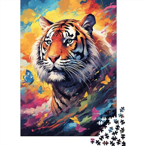 Buntes Kunst-Tiger-Puzzle, Dekompressionsspielzeug, 100% recycelter Karton, Puzzle für Erwachsene, 1000 Teile (38 x 26 cm) von GQmoney