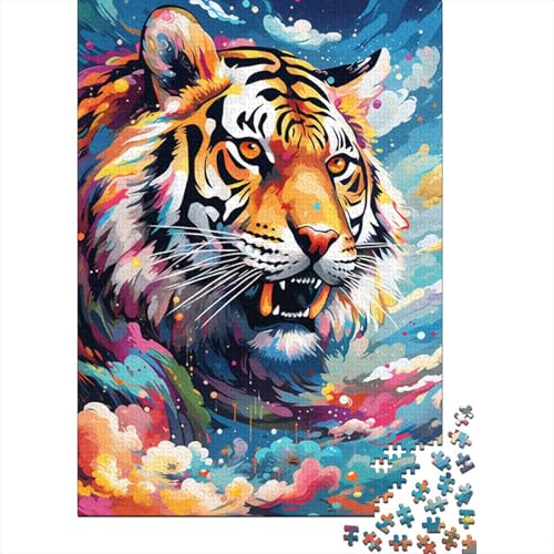 Buntes Kunst-Tiger-Puzzle, Lernspiele, Familienaktivitäten, Premium-Karton-Puzzle für Frauen und Männer, 1000 Teile (75 x 50 cm) von GQmoney