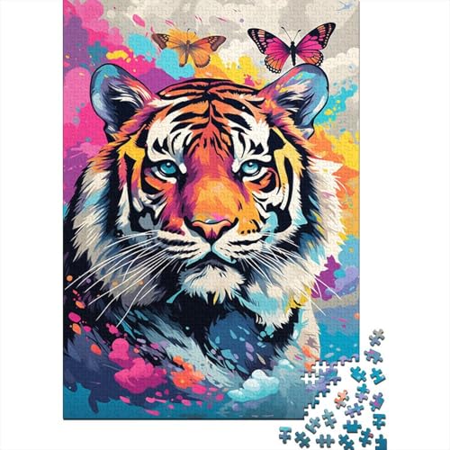 Buntes Kunst-Tiger-Puzzle, anpassbare Bilder, 100% recycelter Karton, Puzzle für Kinder und Erwachsene, einzigartiges, 1000 Teile (75 x 50 cm) von GQmoney