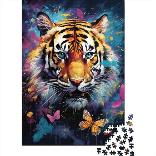 Buntes Kunst-Tiger-Puzzle, lustiges Premium-Puzzle aus Karton für Jungen oder Mädchen, 1000 Teile (38 x 26 cm) von GQmoney