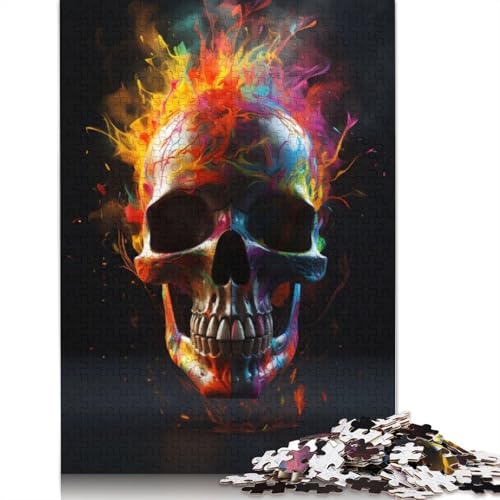 Buntes Neon-Totenkopf-Puzzle, 1500 Teile, für Teenager, Geschenke, Holzpuzzle, Puzzle für Erwachsene, Puzzles für Erwachsene, 1500 Teile (85 x 57 cm) von GQmoney