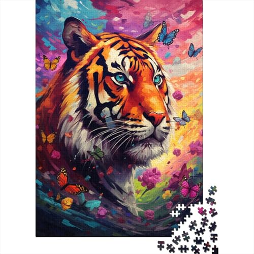 Buntes Tiger-Puzzle, rechteckig, aus Pappe, 100% recyceltem Karton, für Erwachsene und Kinder, 1000 Teile (38 x 26 cm) von GQmoney