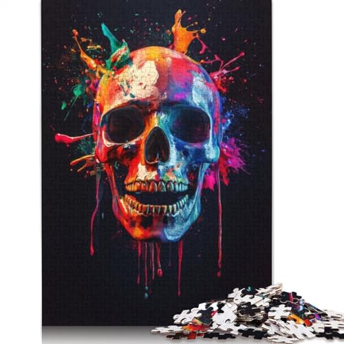 Buntes Totenkopf-Spritzpuzzle für Erwachsene und Kinder. Unmögliches Herausforderungsspielzeug, Lernspiele, Heimdekoration, Geschenke, 1500 Teile (85 x 57 cm) von GQmoney