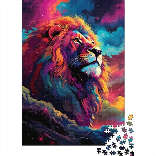Buntes künstlerisches Löwen-Puzzle, Dekompressionsspielzeug, rechteckiges Papierpuzzle für Kinder und Erwachsene ab 12 Jahren, 1000 Teile (38 x 26 cm) von GQmoney