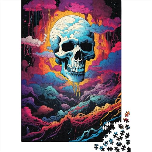 Buntes künstlerisches Totenkopf-Puzzle, kreative Spiele, 100% recycelter Karton, Puzzle für Erwachsene, 1000 Teile (38 x 26 cm) von GQmoney