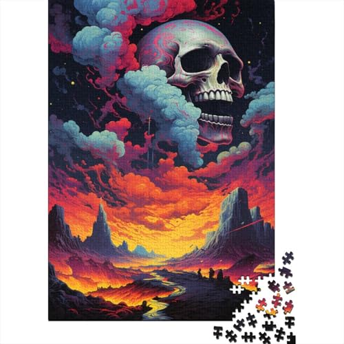 Buntes künstlerisches Totenkopf-Puzzle-Spielzeug, Lernspiel, Premium-Karton-Puzzle für Erwachsene und Kinder, 1000 Teile (38 x 26 cm) von GQmoney