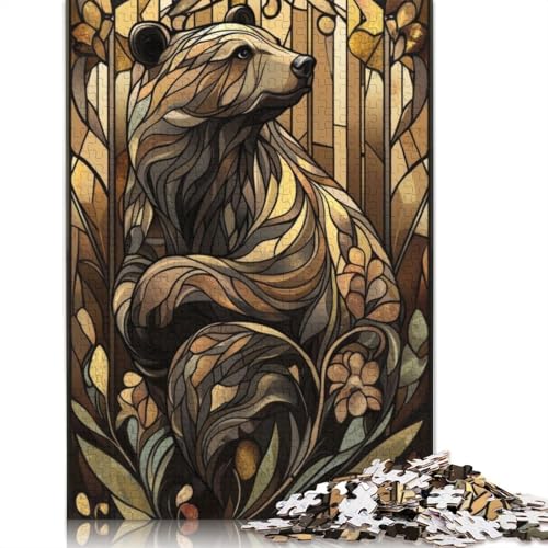 Buntglas-Bär-Puzzle für Erwachsene und Kinder. Unmögliches Herausforderungsspielzeug, Lernspiele, Heimdekoration, ab 14 Jahren, 1500 Teile (85 x 57 cm) von GQmoney