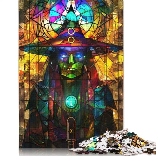 Buntglas-Hexe, 1000-teiliges Puzzle für Teenager, Geschenke, Papierpuzzle, Puzzle für Erwachsene, Lernspiele für zu Hause, DIY-Spielzeug, 1000 Teile (38 x 26 cm) von GQmoney