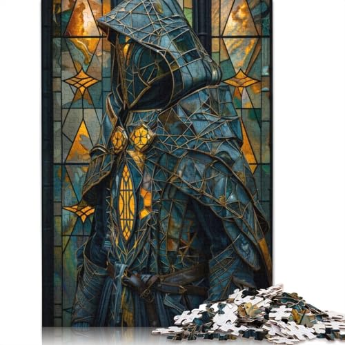 Buntglas-Paladin, 1000-teiliges Puzzle für Erwachsene, Spielzeug, Denkspiel, Lernspiel für Erwachsene, Stressabbau, Heimdekoration, 1000 Teile (38 x 26 cm) von GQmoney