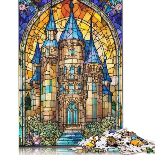 Buntglas-Schlösser-Puzzles für Erwachsene, 1500 Teile, Holzpuzzles für Teenager, Geschenke, Lernspiel für Erwachsene und Teenager, 1500 Teile (85 x 57 cm) von GQmoney