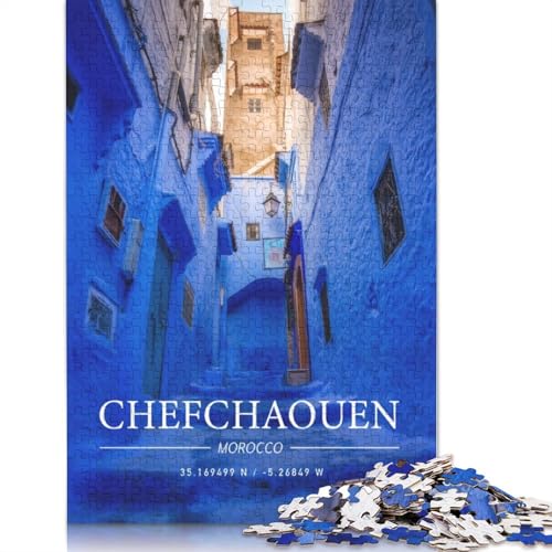 CHEFCHAOUEN Puzzle für Erwachsene, Entspannungs-Herausforderungsspielzeug, Erwachsenenpuzzle für Frauen, für Kinder ab 12 Jahren, 1000 Teile (75 x 50 cm) von GQmoney
