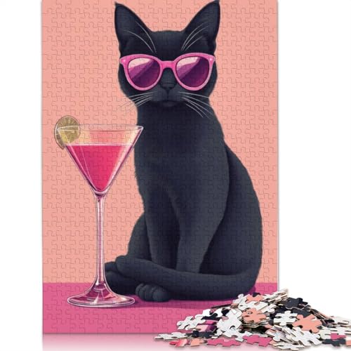 Cooles Katzen-Cocktail-Puzzle für Erwachsene und Kinder. 1500-teiliges, skurriles Herausforderungsspielzeug, Lernspiel, Heimdekoration, Geschenke, 1500 Teile (85 x 57 cm) von GQmoney