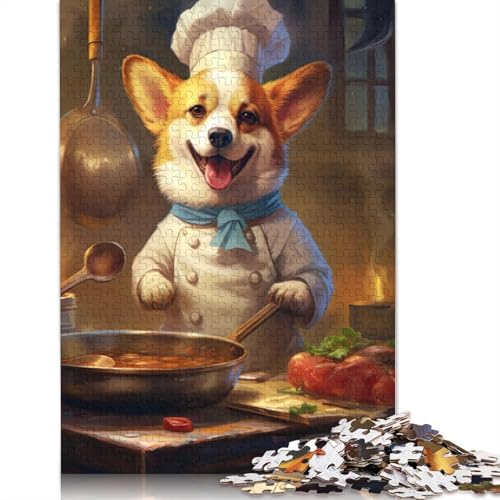 Corgi Chef 1000-teiliges Puzzle für Erwachsene, Spielzeug, Denkspiel, Lernspiel für Erwachsene, Stressabbau, Heimdekoration, 1000 Teile (38 x 26 cm) von GQmoney