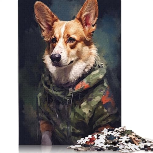 Corgi-Tarnjacke-Puzzles für Erwachsene und Kinder, 1000 Teile, tolle Geschenke, Herausforderungsspielzeug, Lernspiel, Heimdekorationsgeschenke, 1000 Teile (75 x 50 cm) von GQmoney