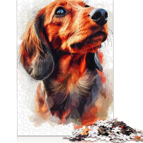 Dackel-Aquarell-Puzzle für Erwachsene und Kinder, 520 Teile, skurrile Herausforderung, Spielzeug, Lernspiele, Heimdekoration, Geschenke, 520 Teile (52 x 38 cm) von GQmoney