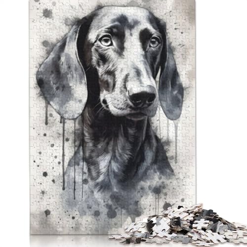 Dackel-Hund-Aquarell-Puzzle für Erwachsene und Kinder. Skurrile Herausforderung, Spielzeug, Lernspiel, Heimdekoration, ab 14 Jahren, 520 Teile (52 x 38 cm) von GQmoney