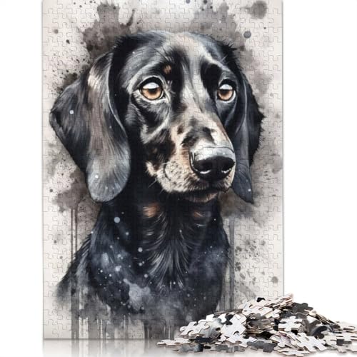 Dackel-Puzzle mit schwarzer Tinte, Puzzles für Erwachsene und Kinder, unmögliche Herausforderung, Spielzeug, Lernspiele, Heimdekoration, Geschenke, 520 Teile (52 x 38 cm) von GQmoney