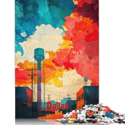 Dallas Art Poster Puzzle für Erwachsene, 520 Teile, kreative Spiele, Puzzle, Geschenke für Männer, für Frauen und Männer, 520 Teile (52 x 38 cm) von GQmoney