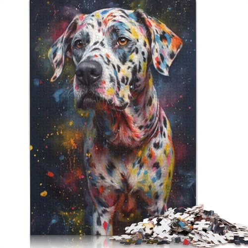 Dalmatiner-Gemälde, 1000-teiliges Puzzle für Erwachsene, Spielzeug, Denkspiel, Lernspiel für Erwachsene, Stressabbau, Heimdekoration, 1000 Teile (38 x 26 cm) von GQmoney
