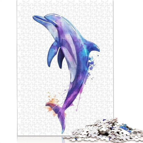Delphin-Aquarell-Puzzle für Erwachsene und Kinder. Skurrile Herausforderung, Spielzeug, Lernspiele, Heimdekoration, ab 14 Jahren, 520 Teile (52 x 38 cm) von GQmoney