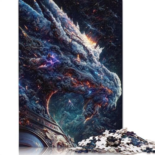 Der Blaue alte Weltraumdrache, Puzzle 1000 Teile, für Teenager, Geschenke, Holzpuzzle für Erwachsene und Teenager ab 12 Jahren, 1000 Teile (75 x 50 cm) von GQmoney
